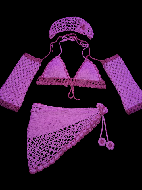 4 Piece Handcrafted Crocheted Set